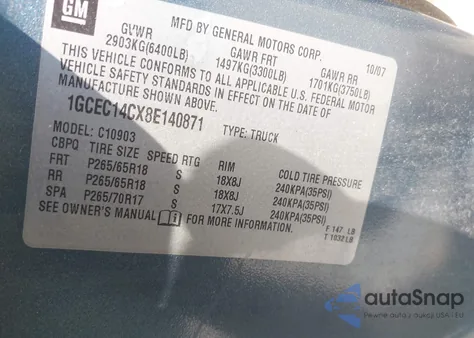 2008 Chevrolet Silverado 1500 Lt1 z USA, uszkodzony, nr VIN 1GCEC14CX8E140871